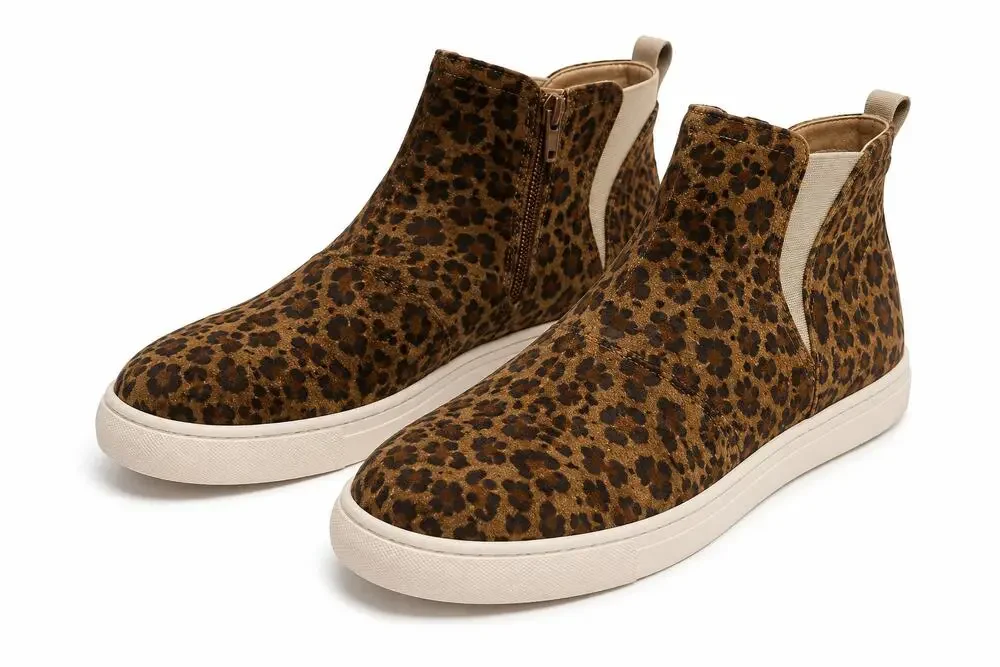Harper Canyon Leopard Print High Top Sneaker Boots Brown Womens Size 5M NWOT